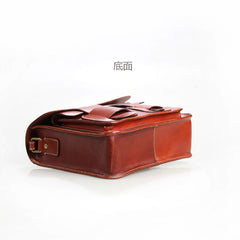 Cool Leather Mens Tan Messenger Bag Side Bag Small Shoulder Bag for Men - iwalletsmen