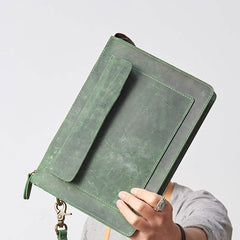 Cool Leather Large Mens Wristlet Bag Vintage Clutch Zipper Bag for Men - iwalletsmen