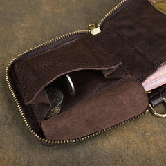 Handmade Wrinkled Mens Leather Cool billfold Chain Wallet Men Small Bifold Biker Wallets for Men - iwalletsmen