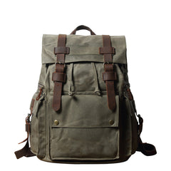 Cool Waxed Canvas Retro Mens Black Large 15‘’ Travel Backpack Computer Backpack Hiking Backpack for Men - iwalletsmen