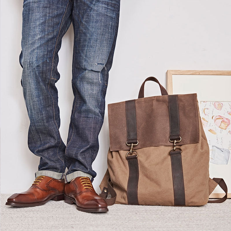 Canvas Mens Cool Backpack Canvas Travel Bag Canvas School Bag for Men - iwalletsmen