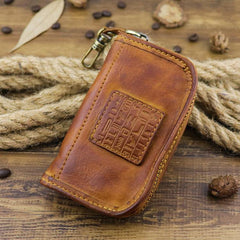 Brown Leather Men's Key Wallet Car Key Case Black Leather Key Holder For Men - iwalletsmen