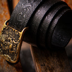 Handmade Genuine Leather Mens Belt Custom Cool Leather Men Black Belt for Men