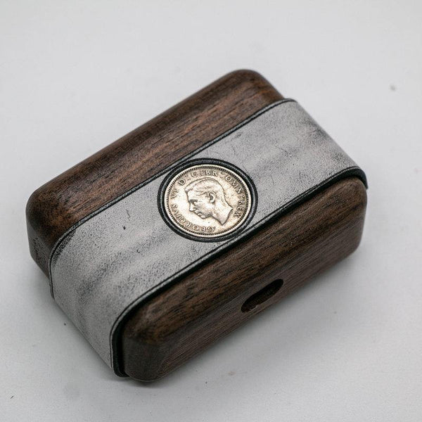 Handmade Leather Wood AirPods Pro Case with Coin Custom Leather AirPods Pro Case Airpod Case Cover - iwalletsmen