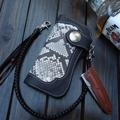 Handmade Leather Biker Wallet Mens Cool Chain Wallet Trucker Wallet with Chain