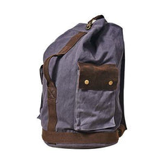 Waxed Canvas Leather Mens Large Backpack Canvas Travel Backpack Barrel Travel Backpacks for Men - iwalletsmen