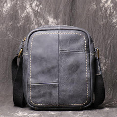 Brown Leather Vertical Messenger Bag Men's Small Side Bag Mini Phone Bag Courier Bag For Men - iwalletsmen