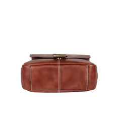 Brown Leather Mens Small Vertical Side Bag Messenger Bags Brown Casual Bicycle Bags for Men - iwalletsmen