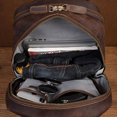 Fashion Brown Mens Leather 15-inch Computer Backpacks Black Travel Backpacks School Backpack for men - iwalletsmen