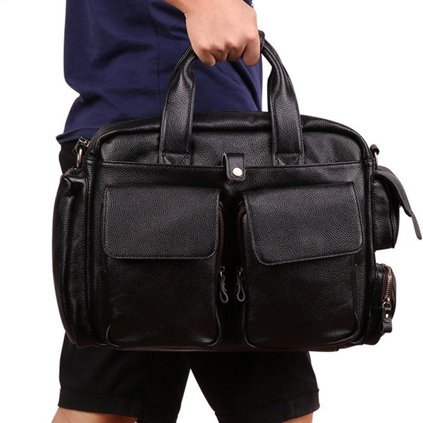 Cool Black Leather Men Large Overnight Bag Travel Bags Weekender Bags For Men - iwalletsmen