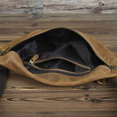 Tan Leather Fanny Pack Men's Brown Chest Bag Hip Bag Bum Bag Waist Bags For Men - iwalletsmen