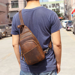 Cool Leather Chest Bag Sling Bag Sling Crossbody Bag Sling Travel Bag Sling Hiking Bags For Men - iwalletsmen