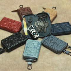 Cool Leather Aztec Designed Mens Car Key Key Wallet Small Key Holders for Men - iwalletsmen