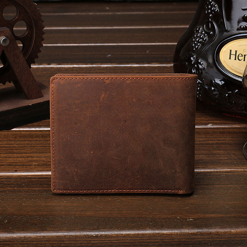 Cool Vintage Brown Mens Leather Small Wallet Bifold billfold Wallets for Men - iwalletsmen