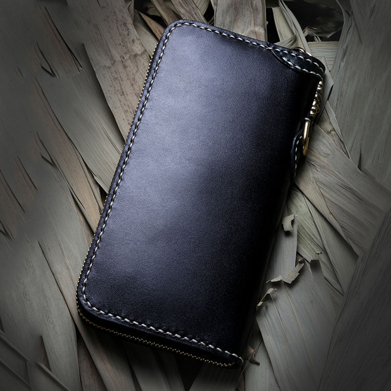 Handmade Leather Carp Mens Chain Biker Wallet Cool Leather Wallet Long ...