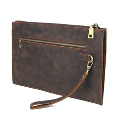 Vintage Coffee Leather Mens Wristlet Wallet Purse Zipper Clutch Wallet For Men - iwalletsmen