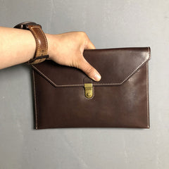 Genuine Leather Mens Clutch Cool Slim Wallet Zipper Clutch Wristlet Wallet for Men