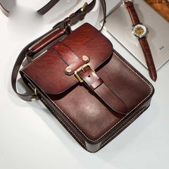 Handmade Leather Mens Cool Messenger Bag Sling Bag Chest Bag Bike Bag Cycling Bag for men