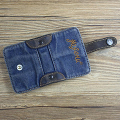 Blue Denim Mens Bifold billfold Card Wallet Jean Card Holders Card Wallet For Men - iwalletsmen