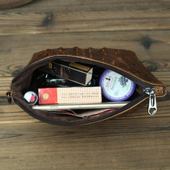 Brown Crocodile Pattern Mens Leather Zipper Clutch Wristlet Purse Bag Clutch Bags Phone Bag For Men - iwalletsmen
