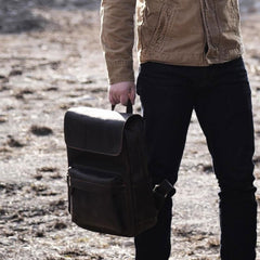 Genuine Leather Mens Cool Backpack Sling Bag Large Travel Bag Hiking Bag for men