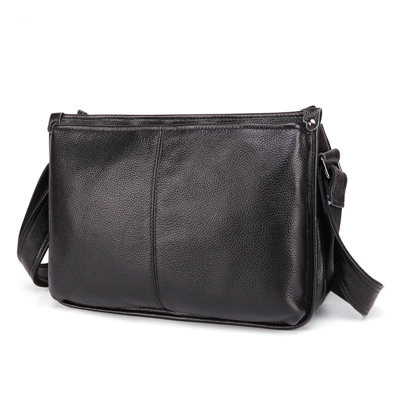Casual Fashion Black Leather Men's Side Bag Courier Bag Black Vertical Messenger Bag For Men - iwalletsmen