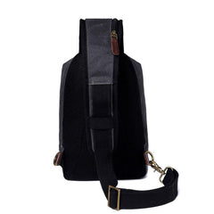 Black Canvas Sling Backpack Men's Sling Bag Chest Bag Canvas One shoulder Backpack For Men - iwalletsmen
