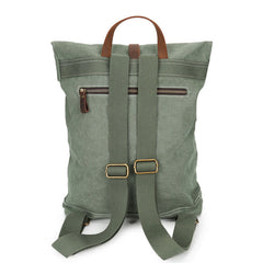 Cool Waxed Canvas Blue Leather Mens Backpack Canvas Travel Backpack Canvas School Backpack for Men - iwalletsmen