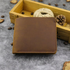 Cool Leather Mens Small Vertical Bifold Wallet billfold Wallet Horizontal Front Pocket Wallets for Men - iwalletsmen