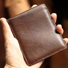 Slim Leather Mens Business SMall Bifold Wallet Bifold billfold Wallet Small Front Pocket Wallet For Men - iwalletsmen