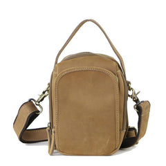 Dark Brown Leather Mens Casual Mini Courier Bag Messenger Bags Belt Bag Belt Pouch For Men - iwalletsmen