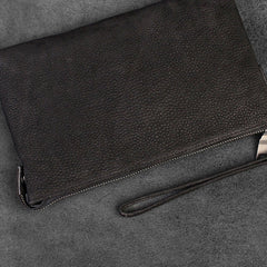 Handmade Leather Mens Clutch Cool Slim Wallet Zipper Clutch Wristlet Wallet for Men