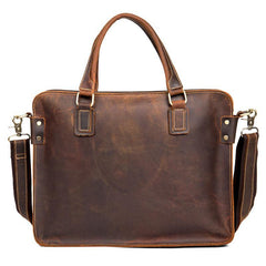Vintage Brown Leather Mens 14 inches Briefcase Laptop Briefcase Business Bags Work Bags for Men - iwalletsmen