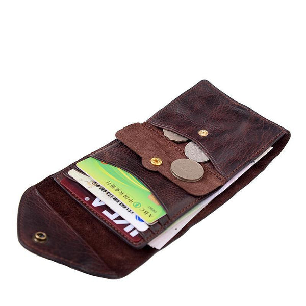 Vintage Coffee Leather Mens Envelope billfold Small Wallet Front Pocket Bifold billfold Wallet For Men - iwalletsmen