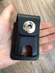 Black Handmade Leather Mens Slim Zippo Lighter Case Slim Zippo Lighter Holder with Belt Loop for Men - iwalletsmen