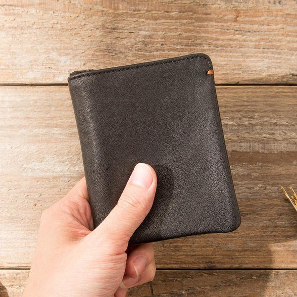 Cool Brown Leather Mens Small Wallets Bifold Black Vintage Slim billfold Wallet for Men - iwalletsmen