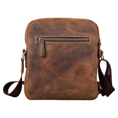 Badass Brown Leather Men's Vertical Side Bag 10inch Vertical Messenger Bag For Men - iwalletsmen