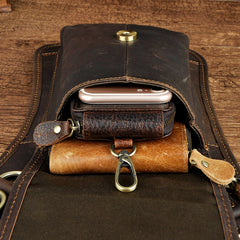 Cool Leather Brown Men's Biker Drop Leg Bag Belt Pouch Black Waist Bag Side Bag For Men - iwalletsmen