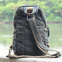 Denim Vintage Blue Mens Large Sling Bag Chest Bag Jean One Shoulder Backpacks For Men - iwalletsmen