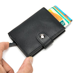Cool RFID Black Leather Men's Card Holder Card Bifold Small Wallet For Men - iwalletsmen