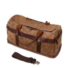 Mens Waxed Canvas Leather Weekender Bag Canvas Large Travel Bag for Men - iwalletsmen
