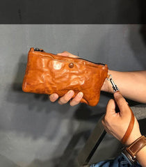 Fashion Black Leather Mens Long Wallet Brown Wristlet Wallet Phone Chain Wallet Clutch Men - iwalletsmen