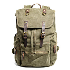 Cool Canvas Leather Womens Mens Large College Backpack 14'' Travel Backpack Computer Backpack for Men - iwalletsmen