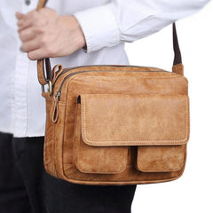 Vintage Brown Leather Men's 10 inches Small Courier Bag Brown Postman Bag Messenger Bag For Men - iwalletsmen