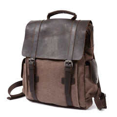 Mens Canvas Leather Backpack Canvas Travel Backpack Canvas School Backpacks for Men - iwalletsmen
