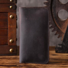 Handmade Leather Mens Cool Long Leather Wallet Slim Phone Clutch Wallet for Men - iwalletsmen