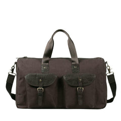 Black Fashion Canvas Mens Casual Large Travel Bag Shoulder Weekender Bag Duffle Bag For Men - iwalletsmen