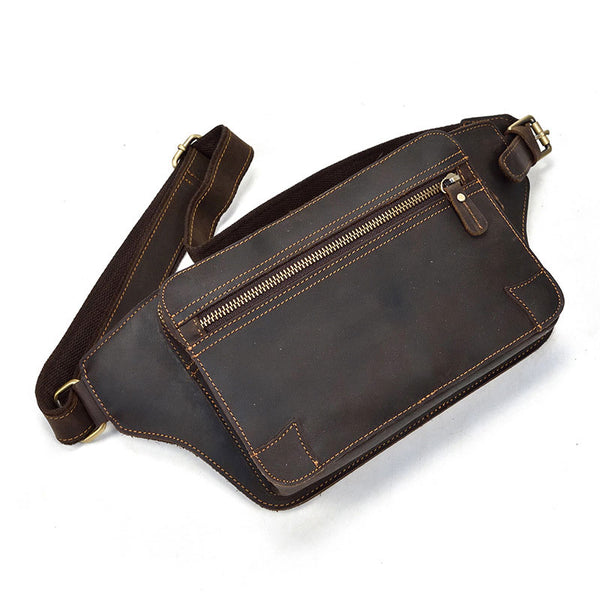 Cool Dark Brown LEATHER MENS FANNY PACK FOR MEN BUMBAG Vintage WAIST BAGS - iwalletsmen