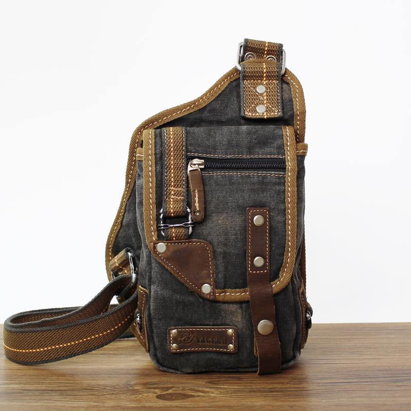over the chest bags​ Canvas Sling Pack Cool Sling Bag Mens Chest Bag One Shoulder Backpack For Men 
