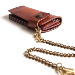 Handmade Mens Cool Leather Chain Wallet Biker Trucker Wallet with Chain for Men - iwalletsmen